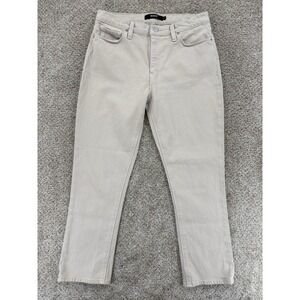 Hudson Barbara High-Rise‎ Straight Crop Jeans Womens 27 Ivory Off-White Stretch